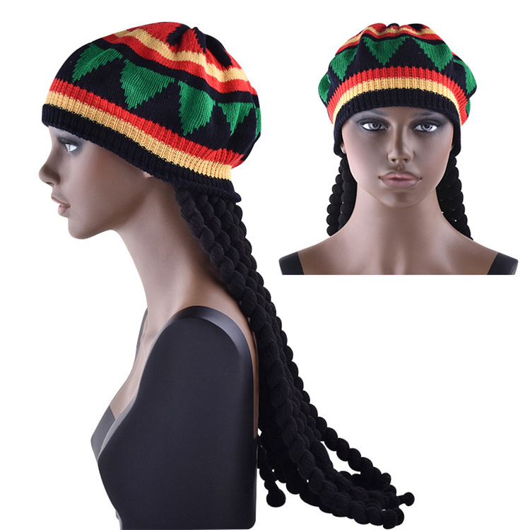 Wholesale 37inch Jamaican Rasta Dreadlock Men Wig Braided Rasta Cosplay Party Hat Wigs For Men