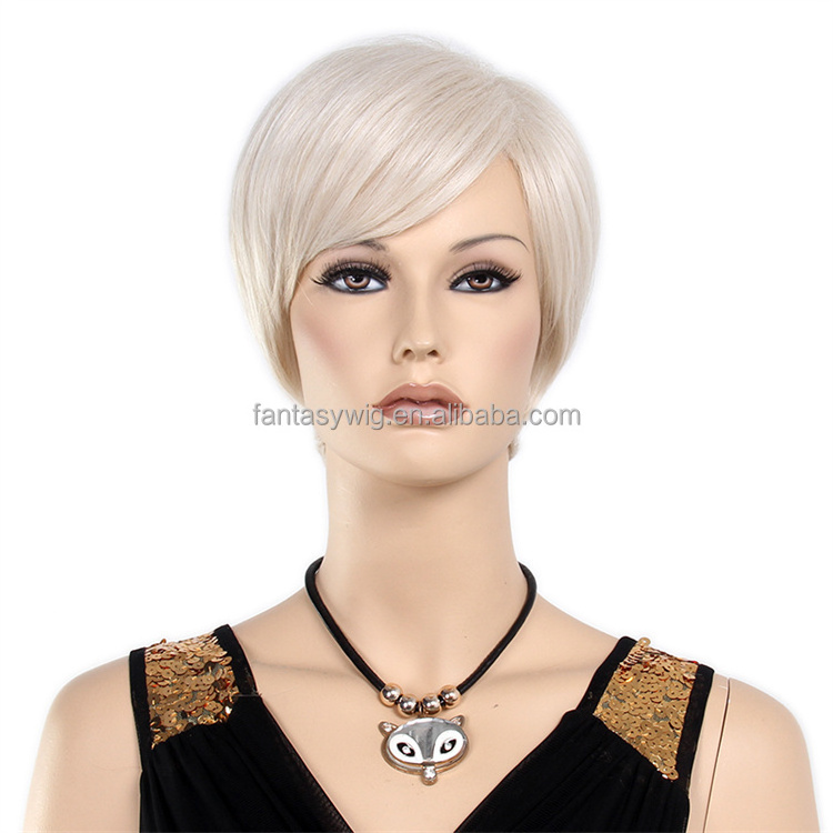 ST Guangzhou Cheap Wholesale Mannequin Head Blonde Short Wig Straight Modeling Synthetic Wig Female Mannequin For Wig Display