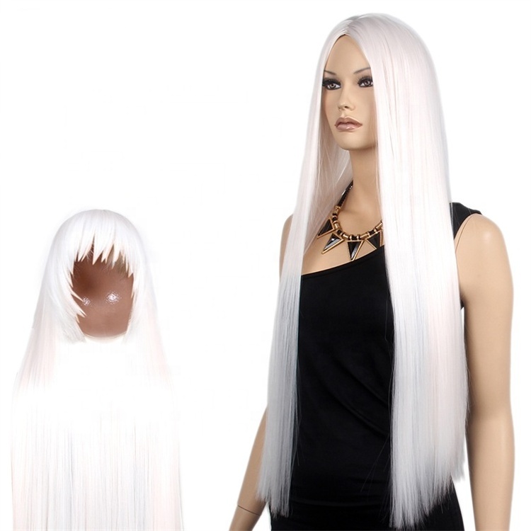 ST Guangzhou Factory Wholesale Cheap Wigs Super Long Wigs Straight White Wigs Synthetic Hair Display Mannequin Head