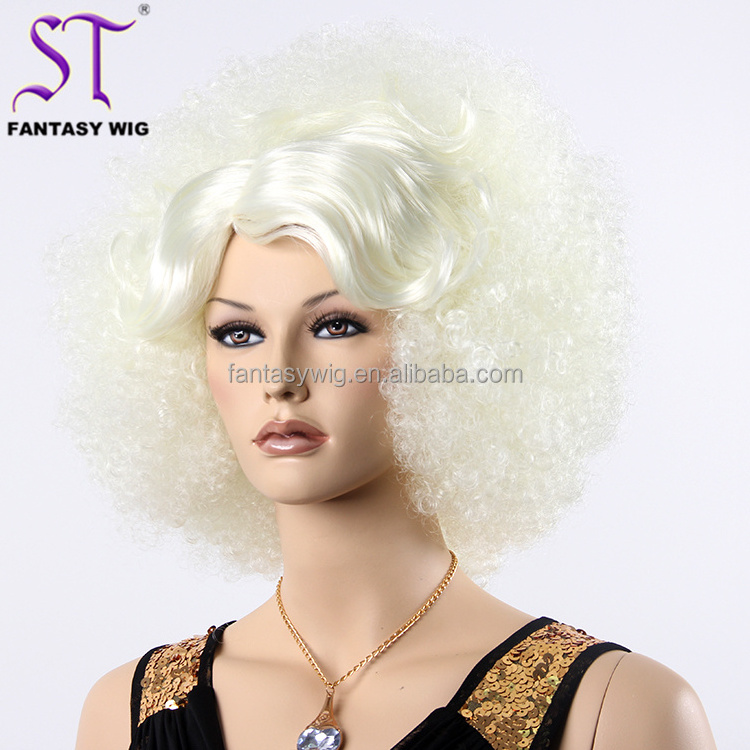 ST Guangzhou Wholesale Sale Cheap Cosplay Wig Soft White Short Wigs Synthetic Hair Afro Synthetic Hair Wig For Women