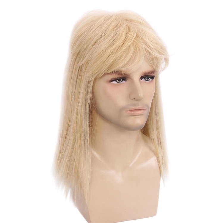 Blonde 613# 16inch Men's Cosplay Wig 60s Synthetic Mullet Wig For Men