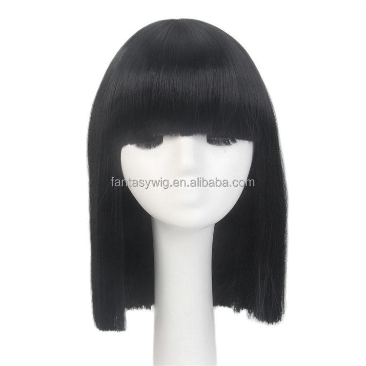 STfantasy Wholesale Mannequin Heads Short Wigs Oblique Cut Mushroom Style Black Synthetic Wig Mannequin For Wig Display