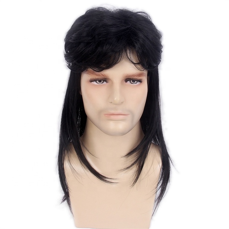 High Quality Bulk Long Rock Star Hip Hop Wigs Fashionable Fancy Dress Disco Cosplay Halloween Party 70s 80s Mullet Wig for Men