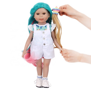 Unique Long Curly Mixed Color Synthetic Hair 18 inch American Girl Doll Wigs with Braids