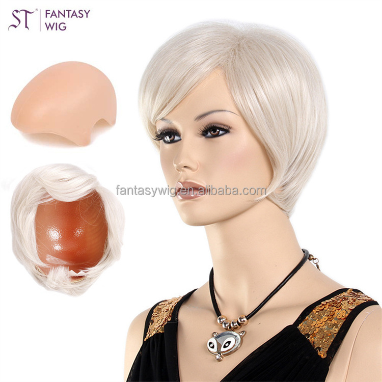 ST Guangzhou Cheap Wholesale Mannequin Head Blonde Short Wig Straight Modeling Synthetic Wig Female Mannequin For Wig Display