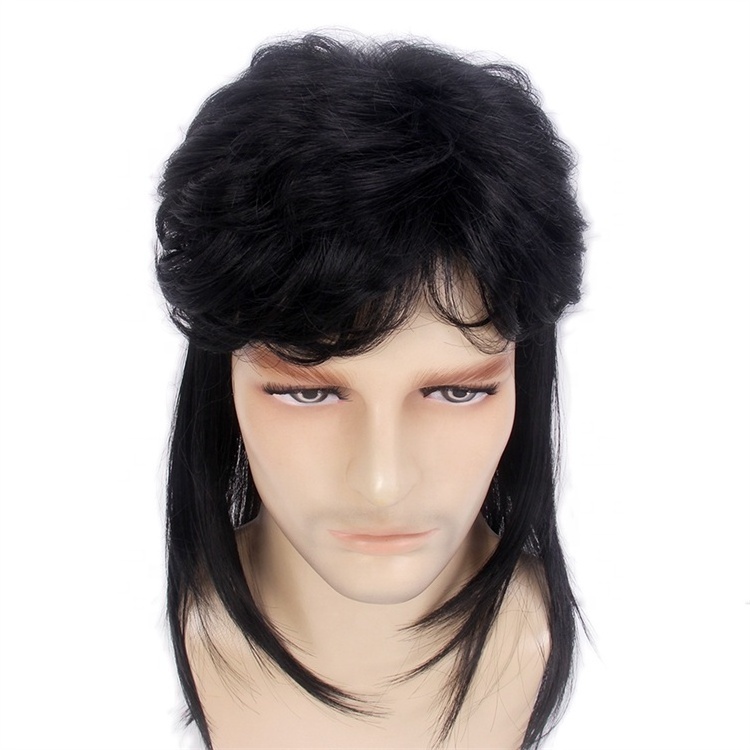 High Quality Bulk Long Rock Star Hip Hop Wigs Fashionable Fancy Dress Disco Cosplay Halloween Party 70s 80s Mullet Wig for Men