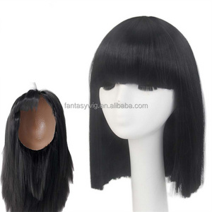 STfantasy Wholesale Mannequin Heads Short Wigs Oblique Cut Mushroom Style Black Synthetic Wig Mannequin For Wig Display