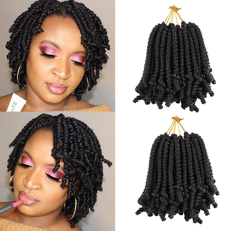 Natual Black 8inch Short Afro Twist Braid For Hair Extension High Temperature Fiber Synthetic Nubian Bulk Hair Senegalese Twist