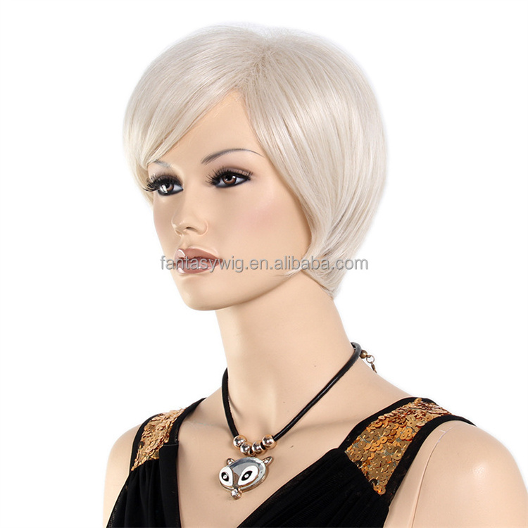 ST Guangzhou Cheap Wholesale Mannequin Head Blonde Short Wig Straight Modeling Synthetic Wig Female Mannequin For Wig Display