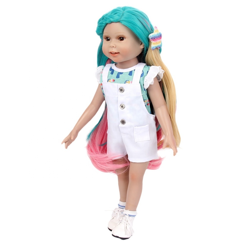 Unique Long Curly Mixed Color Synthetic Hair 18 inch American Girl Doll Wigs with Braids