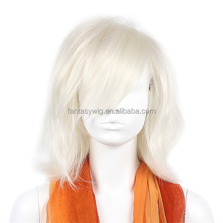 ST Guangzhou Cheap Wigs Wholesale Ombre Blonde Short Wig Mannequin Head Medium Short Wavy Synthetic Wigs For Display