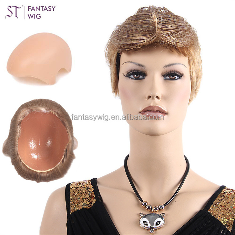 ST Guangzhou Factory Cheap Wigs Wholesale Buzz Cut Mannequin Head Wigs Synthetic Hair  Short Brown Mannequin For Wig Display