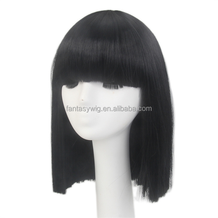 STfantasy Wholesale Mannequin Heads Short Wigs Oblique Cut Mushroom Style Black Synthetic Wig Mannequin For Wig Display