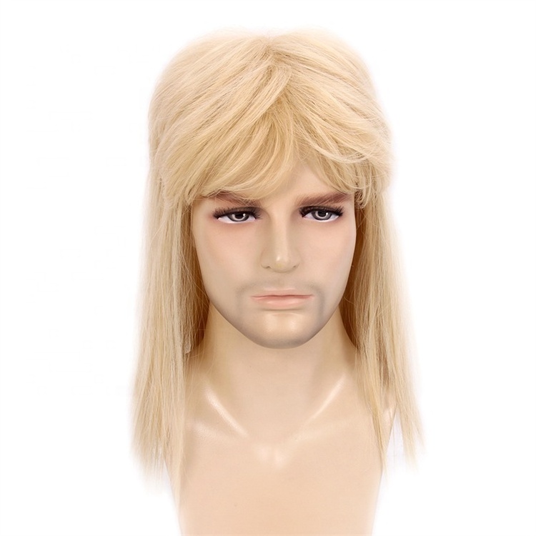 Blonde 613# 16inch Men's Cosplay Wig 60s Synthetic Mullet Wig For Men