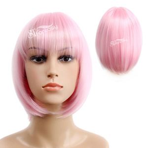 High Quality New Hot Selling Classical Pink 13" Short Straight Cosplay Bob High Temperature Synthetic Wigs For Female