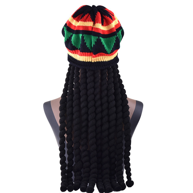 Wholesale 37inch Jamaican Rasta Dreadlock Men Wig Braided Rasta Cosplay Party Hat Wigs For Men