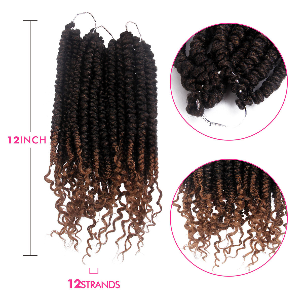 Wholesale ombre 12 inch afro kinky braids crochet extension hair braiding spring twist hair