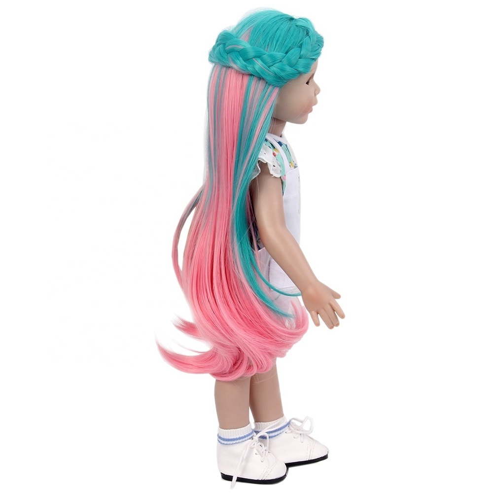 Unique Long Curly Mixed Color Synthetic Hair 18 inch American Girl Doll Wigs with Braids