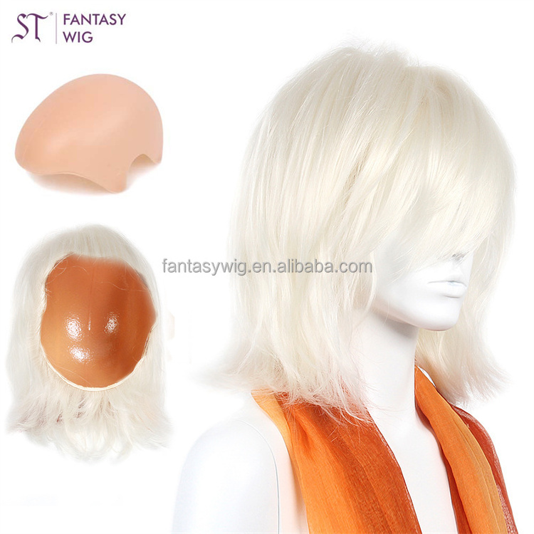 ST Guangzhou Cheap Wigs Wholesale Ombre Blonde Short Wig Mannequin Head Medium Short Wavy Synthetic Wigs For Display