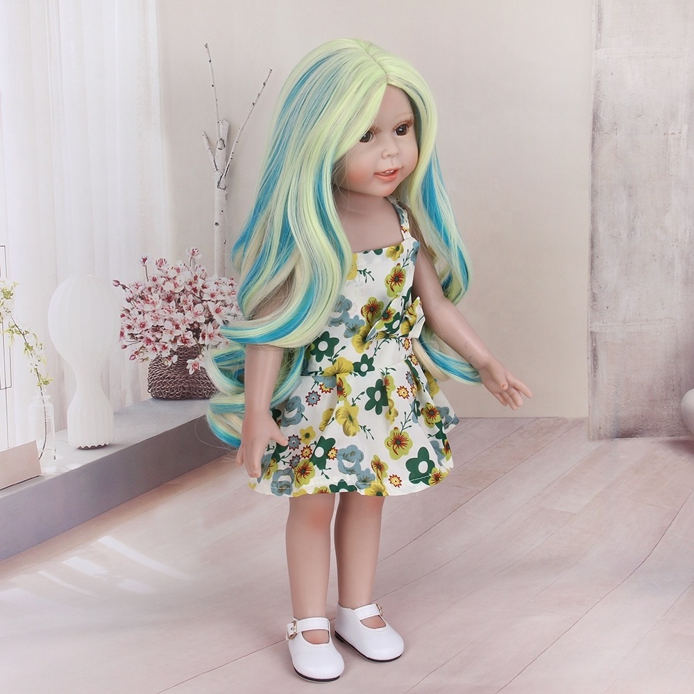 Fantasy Wig Rainbow Long Wavy Curly Heat Resist Doll Wigs for 18'' Dolls