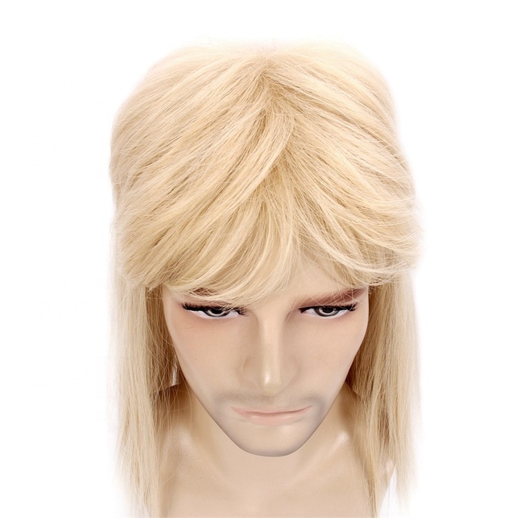 Blonde 613# 16inch Men's Cosplay Wig 60s Synthetic Mullet Wig For Men