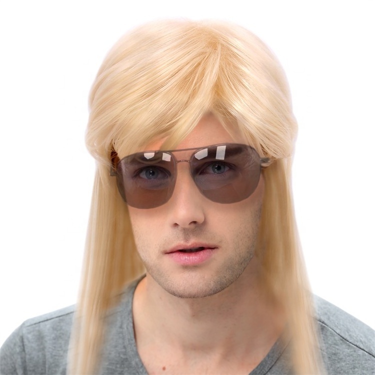 Blonde 613# 16inch Men's Cosplay Wig 60s Synthetic Mullet Wig For Men