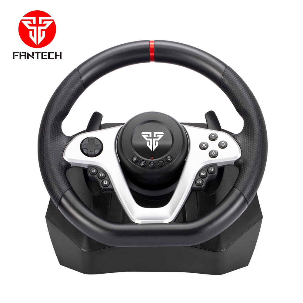 Fantech R1 new dual-motor force feedback driving gaming racing wheel with hall-effect pedals and 6+1 shifter