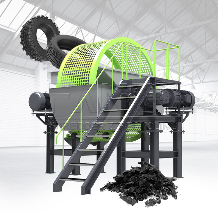 Waste Tyre Tire Recycling Shredder Machine Twin Shaft Tire Cutting Shredder Machine