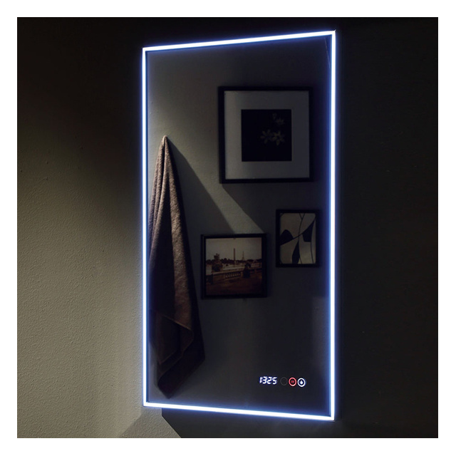 Frameless Touch Sensor Bluetooth Decorative Wall Mounted Smart Bathroom Mirror With Led Light