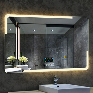 Luxury wall mounted metal frame Rectangular LED lighted wall mirror Smart defogger bathroom Mirror with Touch Switch