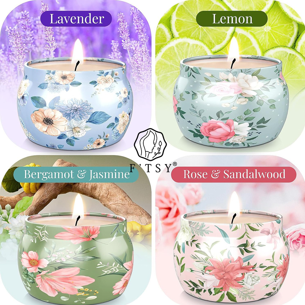 Long Lasting Scented Candles Air Refreshers Tin Candles Soy Wax Scented Candles Set