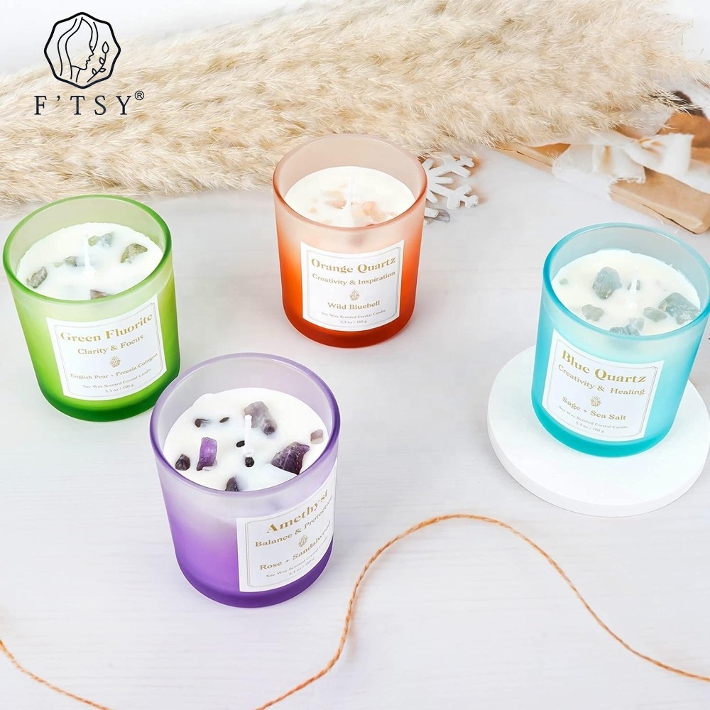 2024 New Arrived Crystal Candles Home Office Decorative Soy Flower Fragrance Crystal Scented Candle