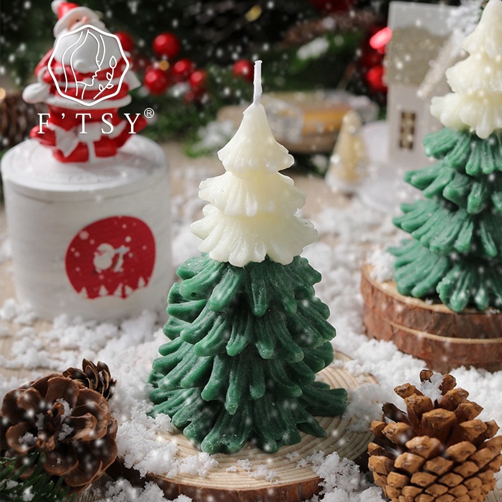 New Product Christmas Gift Home Decoration Desktop Crafts Pine Shaped Candles Christmas Tree Scented Candle