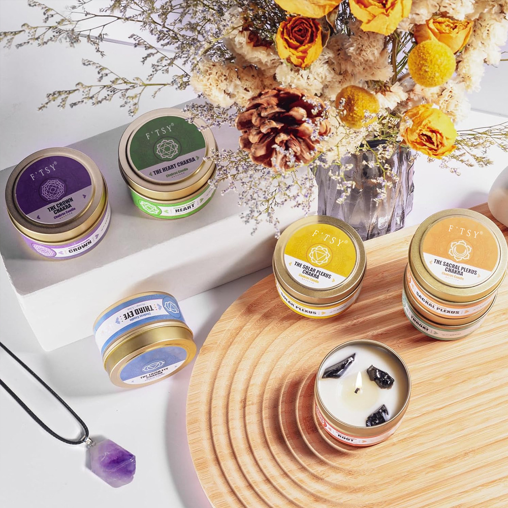 Relaxing Luxury Home  Chakra Candles Aroma Healing Scented Candles Chakra Candles