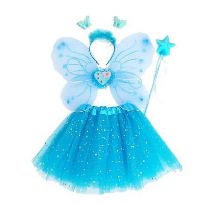 Butterfly Wing 4pcs Per Set Girl Tutu Party Stage Show Cosplay Costume Dress With Headband Wand