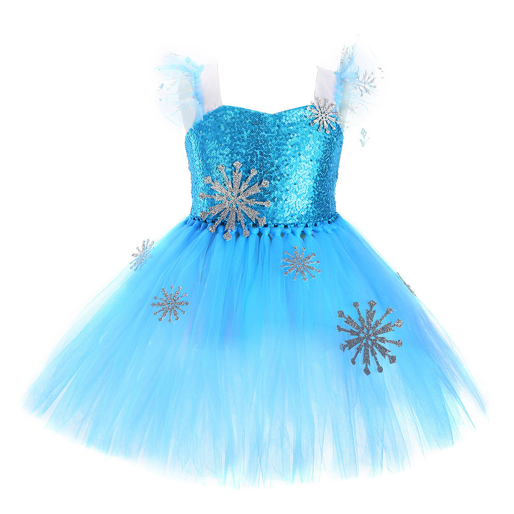 Ice Queen 1-8 Years Elsa Dresses for Girls Princess Dresses Kids Party Sets Elsa Costume With Crown& Wand