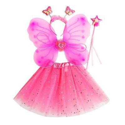 Butterfly Wing 4pcs Per Set Girl Tutu Party Stage Show Cosplay Costume Dress With Headband Wand