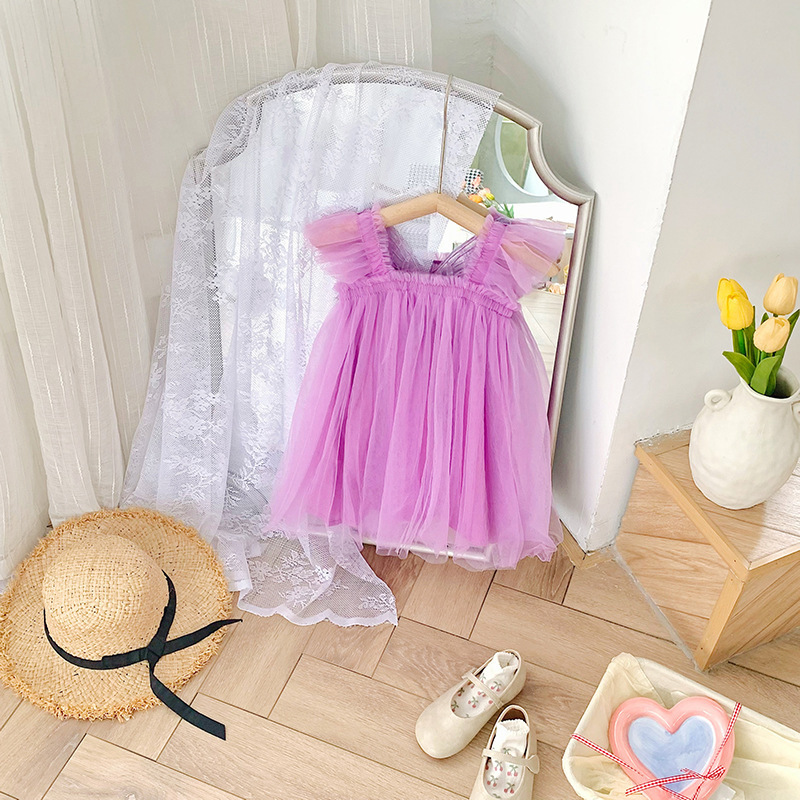 Butterfly Fashion Girls Summer Mesh Princess Kids Children Girls Birthday Party Tutu A Line Frocks Clothes