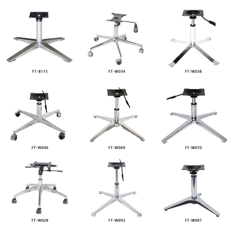 Wholesale Furniture Chair Legs Adjustable Aluminum Alloy Metal Iron Swivel Office Chair Base