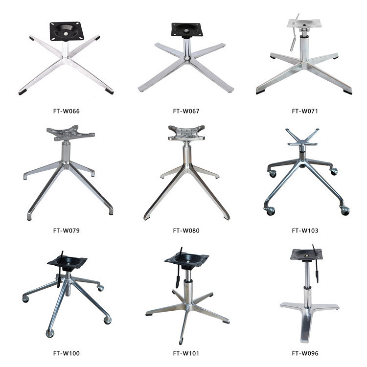 Wholesale Furniture Chair Legs Adjustable Aluminum Alloy Metal Iron Swivel Office Chair Base