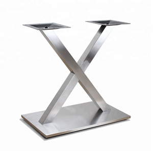 concise X shape tube rectangular pedestal metal furniture legs table base