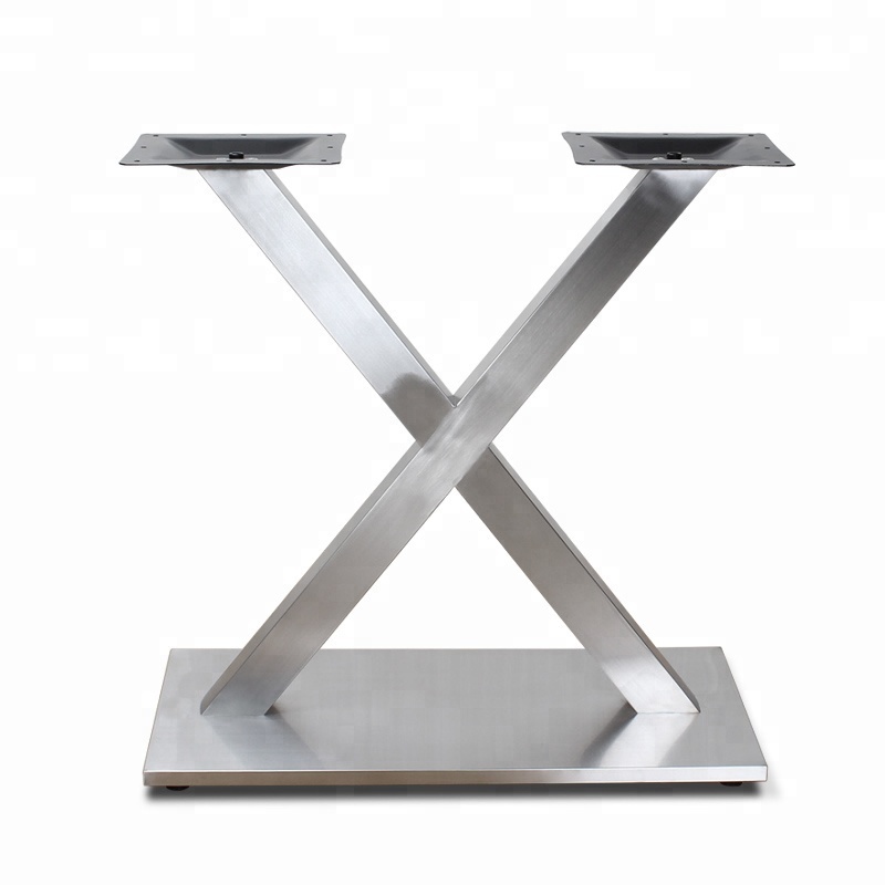 concise X shape tube rectangular pedestal metal furniture legs table base