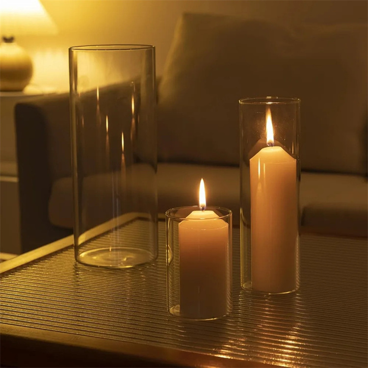 Wholesale High Borosilicate Glass Clear Candle Holder For Home Decoration and Wedding