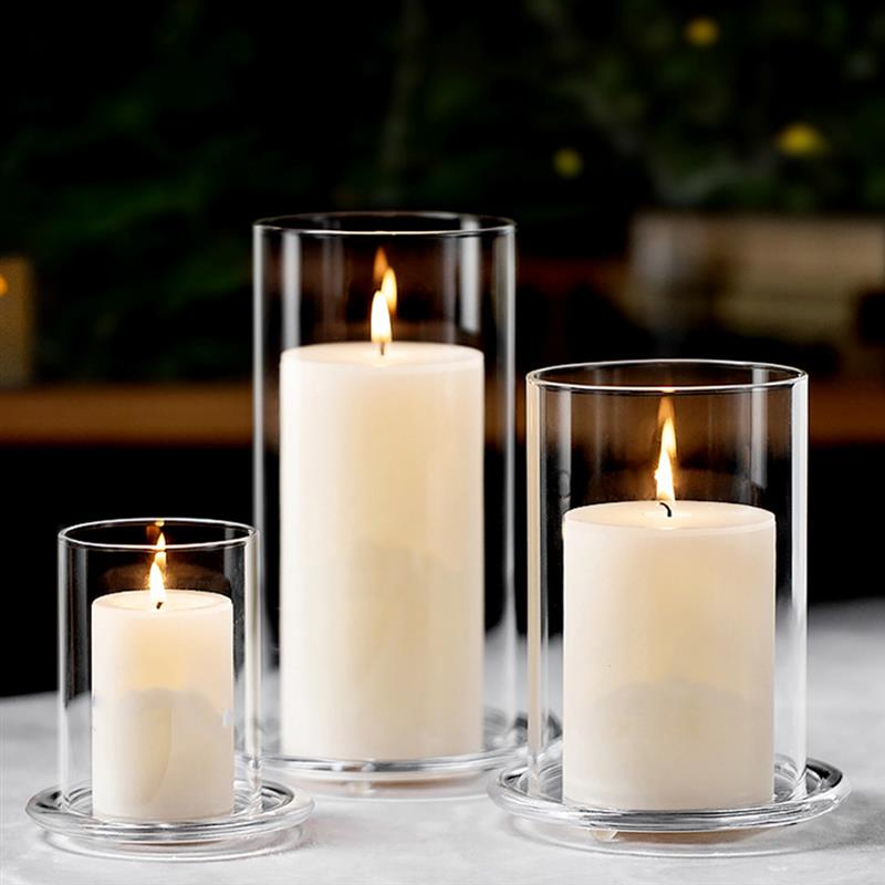 Wholesale High Borosilicate Glass Clear Candle Holder For Home Decoration and Wedding