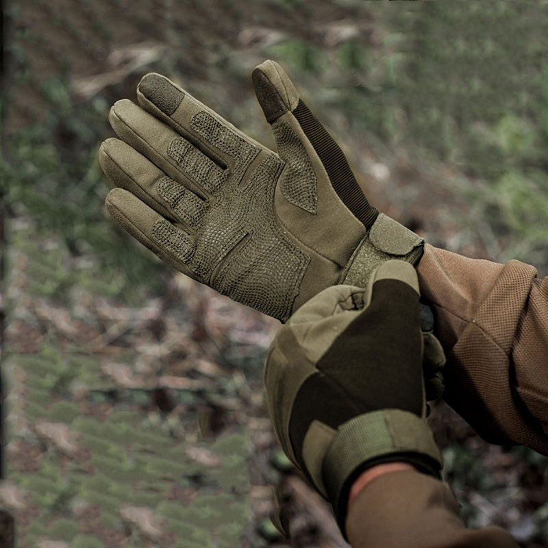 Heavy Duty Tactical Long Finger Non-Slip Gloves  Black Waterproof Wholesale Unisex Breathable