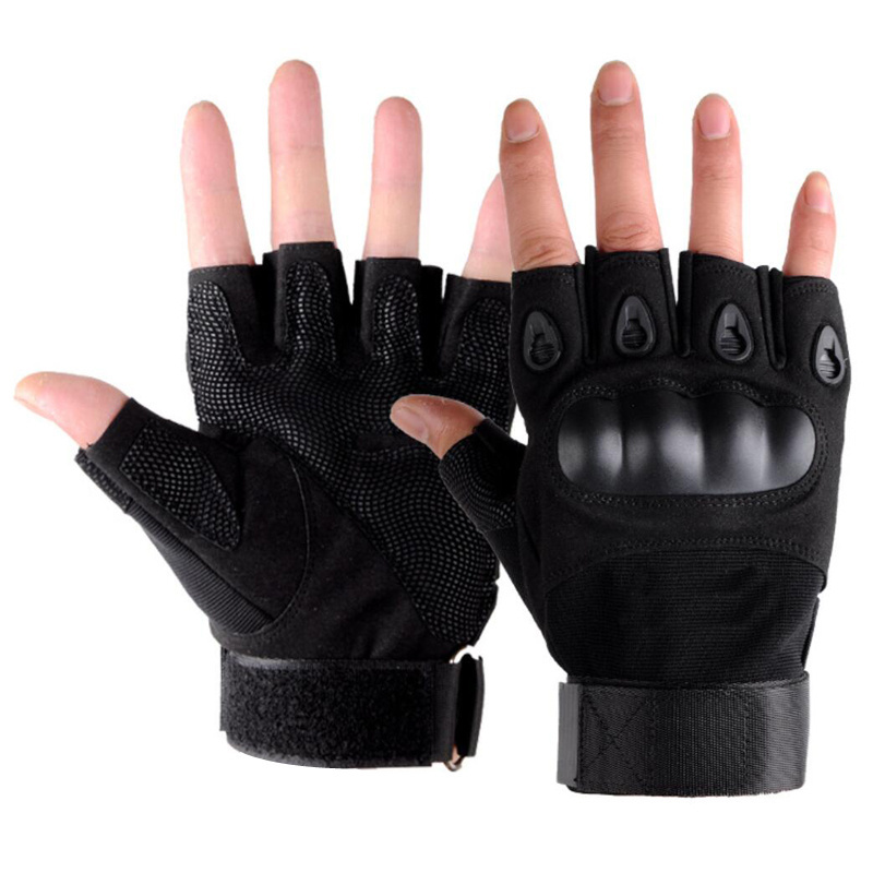 Fingerless heavy duty Knuckle protection Outdoor Training Motorcycle Cycling Tactical Gloves