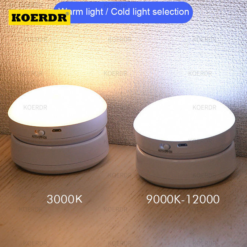 Motion Sensor Light LED USB  Round Rechargeable for Bedroom Hallway Wardrobe Cabinet Lighting Night Light