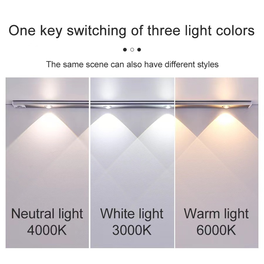 Motion Sensor LED Light for Kitchen Wardrobe Cabinet Lighting 20cm/30cm/40cm Aluminum LED Cabinet Sensor Light