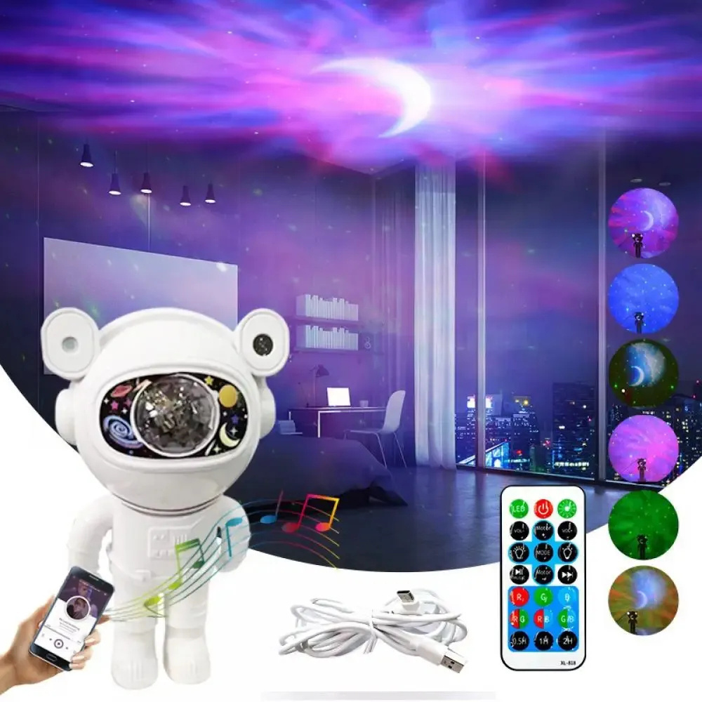 Bluetooth Starry Sky Moon Star Galaxy Projector Night Light Astronaut Nebula Galaxy Lighting Night Lamp for Children Gifts