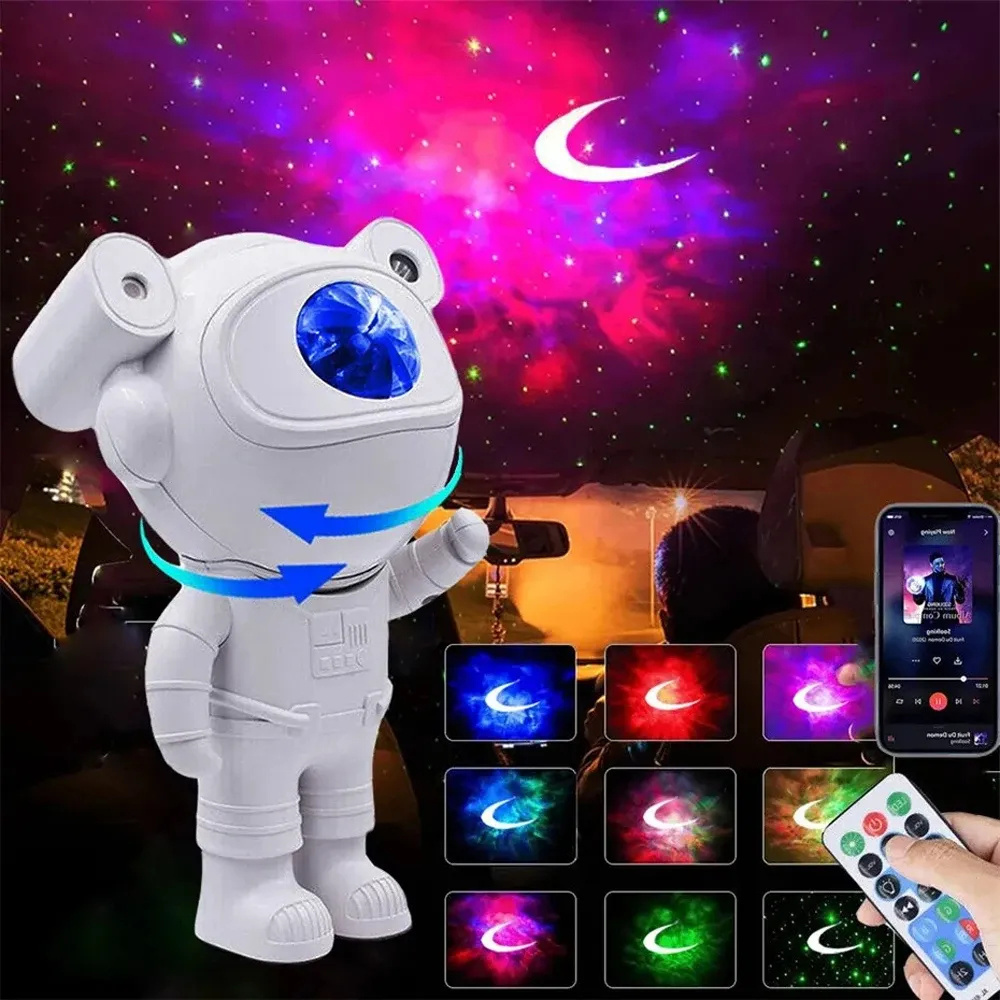 Bluetooth Starry Sky Moon Star Galaxy Projector Night Light Astronaut Nebula Galaxy Lighting Night Lamp for Children Gifts